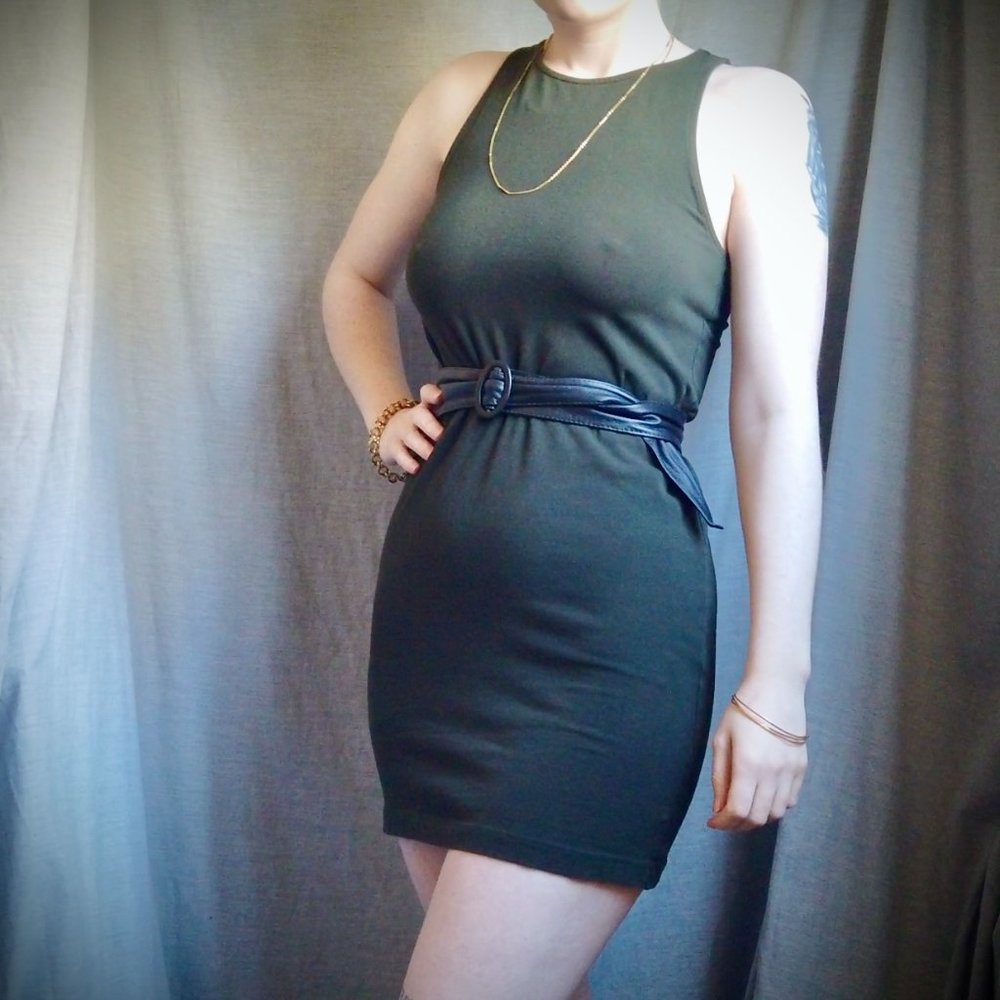 H&M | Olive Green High-Neck Tank Dress